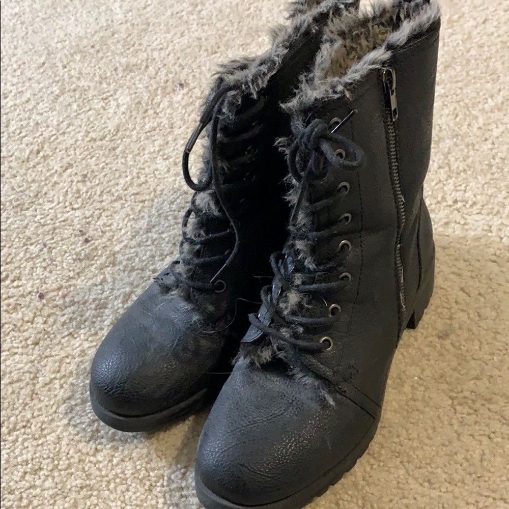 Black combat boots